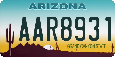 AZ license plate AAR8931