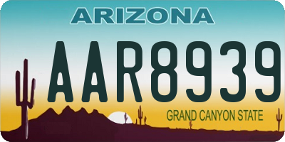 AZ license plate AAR8939