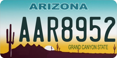 AZ license plate AAR8952