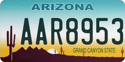 AZ license plate AAR8953