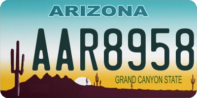 AZ license plate AAR8958