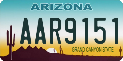 AZ license plate AAR9151