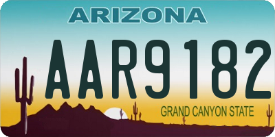 AZ license plate AAR9182