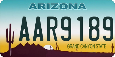 AZ license plate AAR9189