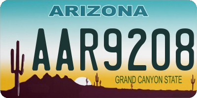 AZ license plate AAR9208