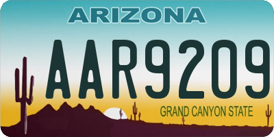 AZ license plate AAR9209