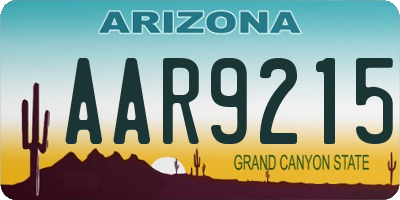 AZ license plate AAR9215