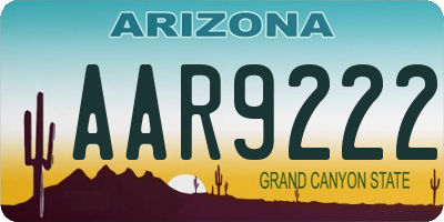 AZ license plate AAR9222