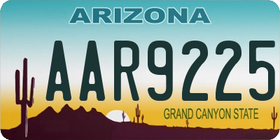 AZ license plate AAR9225