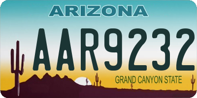 AZ license plate AAR9232