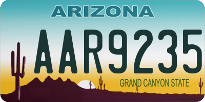 AZ license plate AAR9235