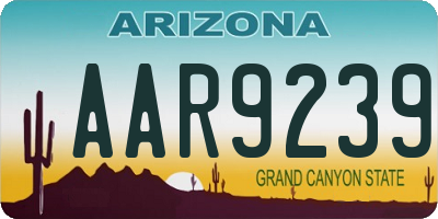 AZ license plate AAR9239