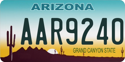 AZ license plate AAR9240