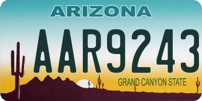 AZ license plate AAR9243