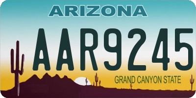 AZ license plate AAR9245