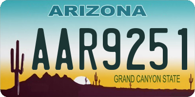 AZ license plate AAR9251