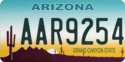 AZ license plate AAR9254