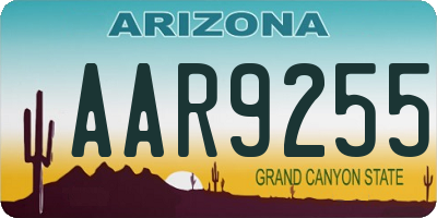 AZ license plate AAR9255