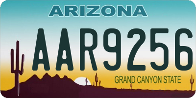 AZ license plate AAR9256