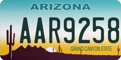 AZ license plate AAR9258