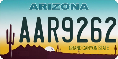 AZ license plate AAR9262