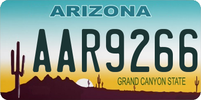 AZ license plate AAR9266