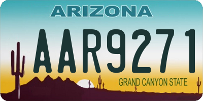 AZ license plate AAR9271