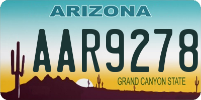 AZ license plate AAR9278