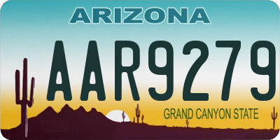 AZ license plate AAR9279