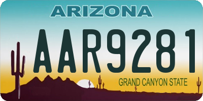 AZ license plate AAR9281