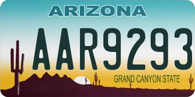 AZ license plate AAR9293