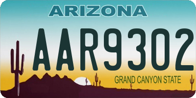 AZ license plate AAR9302