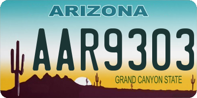 AZ license plate AAR9303