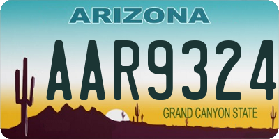 AZ license plate AAR9324