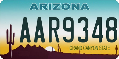 AZ license plate AAR9348