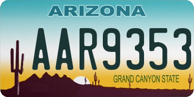 AZ license plate AAR9353