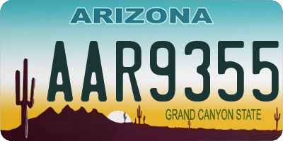 AZ license plate AAR9355