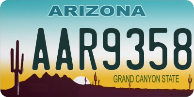 AZ license plate AAR9358