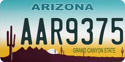 AZ license plate AAR9375