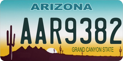 AZ license plate AAR9382