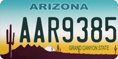 AZ license plate AAR9385