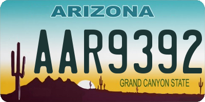 AZ license plate AAR9392