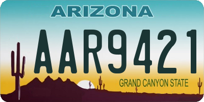 AZ license plate AAR9421