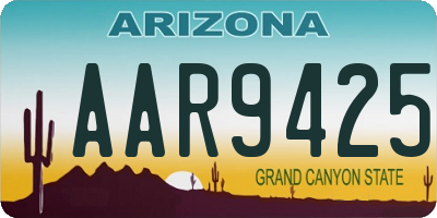 AZ license plate AAR9425