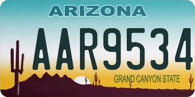 AZ license plate AAR9534