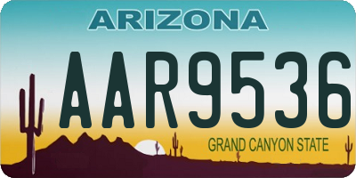 AZ license plate AAR9536