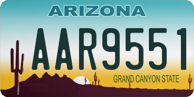 AZ license plate AAR9551