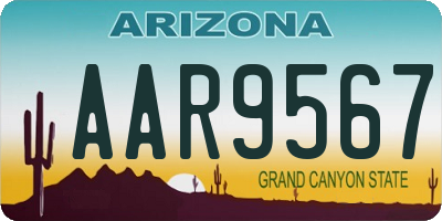 AZ license plate AAR9567