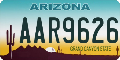 AZ license plate AAR9626