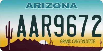 AZ license plate AAR9672